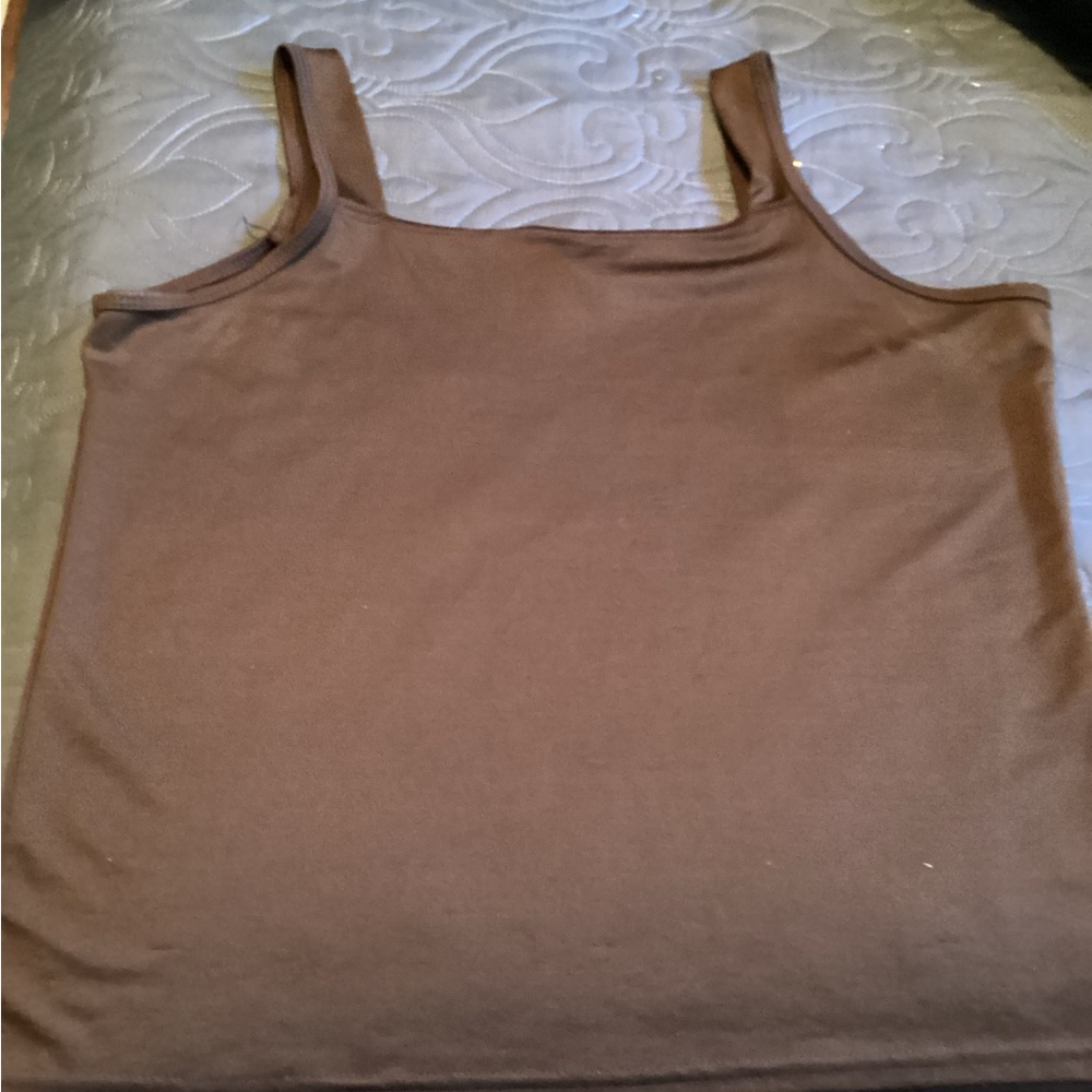 New Directions ladies dark brown wide Strap tank top, size large